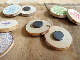 Wood Slice Fridge Magnet Hand Printed Wooden Refrigerator Magnet Rustic Printed Kitchen Magnet Block Print Wood Hard Crafts Printed Magnets Wood Slice Art