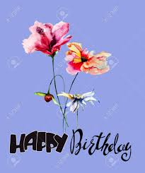 Flowers to mom for her birthday from daughter card. Beautiful Flowers With Title Happy Birthday Watercolor Illustration Stock Photo Picture And Royalty Free Image Image 102318577