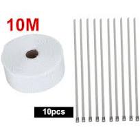 10M WHITE CERAMIC FIBER HEAT WRAP EXHAUST MANIFOLD
