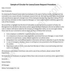 Follow these important steps to ensure you get a yes! and leave the office on the best possible note. Sample Of Circular For Leave Leave Request Procedure Hr Letter Formats