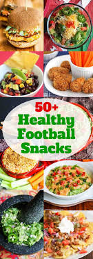 A roundup of 25 healthy football food recipes including snacks, appetizers, sandwiches, pizza bites, and of course dips! 50 Healthy Football Snacks Jeanette S Healthy Living