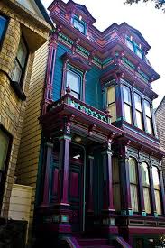 Purple And Turquoise Victorian House Victorian Homes Architecture Victorian Architecture