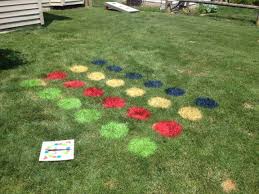 Spray Paint A Twister Board On Your Lawn And Pull Out Your Twister Spinner For Some Great Summertime Fun Saw Outdoor Yard Games Pool Party Kids Summertime Fun