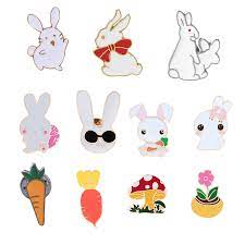 Lapin de paques coloriage le meilleur de 22 inspirant de. Broches De Dessin Anime Lapin Kawaii Epingles En Metal Email Fleurs Champignons Hijab Revers Badge D Icone De Sac Pour Enfant Aliexpress