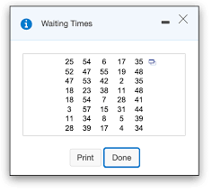At 08:22:43, adds 2hr + 41min + 23sec is 11:04:06 in the same day. Solved X H I Waiting Times 25 52 47 18 18 3 11 28 54 6 47 Chegg Com