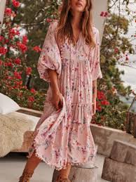 Vacation Dresses Docomond In 2020 Boho Print Dress Floral Dress Casual Cotton Maxi Dress Casual