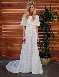 Camelia Boho 2 Piece Wedding Dress 2 Piece Wedding Dress Crop Top Wedding Dress Wedding Dresses Whimsical