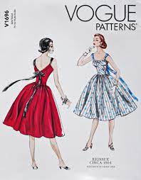 Sewing Pattern For Dress With Ribbon Tie Back 2020 Reprint Etsy Necklines For Dresses Dress Patterns Vogue Pattern