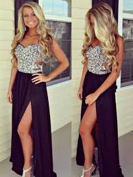 Split Dresses Prom Dresses Sleeveless Backless Prom Dresses Black Prom Dresses
