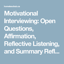 Motivational Interviewing Open Questions Affirmation Reflective Listening And Summary Motivational Interviewing Reflective Listening This Or That Questions