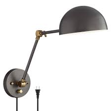 Adjustable swing arm lamps are perfect for reading, working, or just enjoying direct lighting. 360 Lighting Industrial Swing Arm Wall Lamp Gunmetal Brass Plug In Light Fixture Adjustable Up Down Bedroom Living Room Reading Target