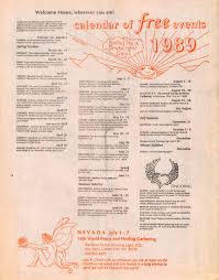 1989 Calendar Of Free Events From The Winter Issue Of All Ways Free Rainbow Family Gatherings Rainbow Family Event Calendar