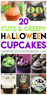 Mini chocolate cupcakes topped with a swiss buttercream frosting and candy eyes for a spooky halloween treat. 20 Cute Creepy Halloween Cupcakes Happiness Is Homemade