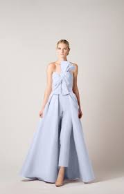 Silk Faille Twisted Bow Jumpsuit With Convertible Skirt Ball Dresses Fashion Couture Gowns