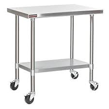 Durasteel Worktable Stainless Steel Food Prep 24 X 36 X 34 Height With 4 Caster Wheels Work Tabl Stainless Steel Work Table Stainless Steel Table Work Table