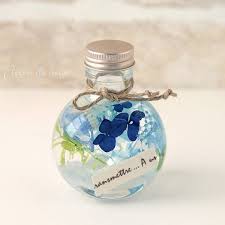 サマーハーバリウム コロンとボトル 貝殻 白い小石入り ボトルチャーム ボトルフラワー ボトル