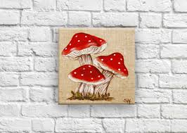 Tableau Champignons Amanite Tue Mouche Decoration Cuisine Kitchen Ambiance Maison De Campagne Illustration Vegetale Vegan Nature Morte Handmade Painting Etsy
