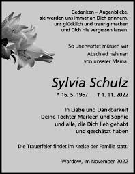 Traueranzeigen von Sylvia Schulz