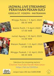 Jadwal misa streaming minggu palma surabaya. Daftar Tautan Misa Secara Daring Di Beberapa Paroki Di Keuskupan Jakarta Bandung Dan Merauke Hidupkatolik Com