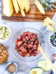 Ahi Poke Bowls With Pineapple And Avocado How Sweet Eats Recipe Ahi Poke Recipes Poke Bowl