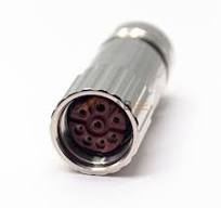 M23 Power Circular Connectors Straight Female Plug 8P Female Contact Crimp Contacts