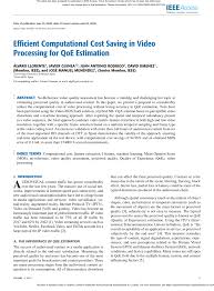 PDF) Efficient Computational Cost Saving in Video Processing for QoE  Estimation