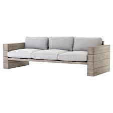 Leroy Cushioned Grey Teak Wood Outdoor Sofa Teak Patio Furniture Gray Patio Furniture Palette Furniture