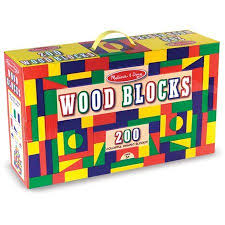 Melissa Doug Wooden Building Block Set 200 Blocks In 4 Colors And 9 Shapes Walmart Com Wood Blocks Melissa Doug Wooden Building Blocks