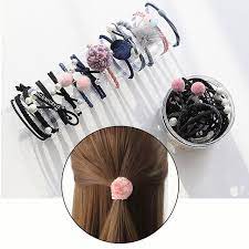 12pcs Set Girls Hair Band Cute Ball Pearl Bow Elastic Rubber Bands Hair Ropes Ponytail Holder Tie Gum Hair Ac Hair Band For Girl Hair Accessories Hair Ties Diy