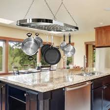 Sorbus Ceiling Mounted Pot Rack With Hooks Chrome Pot Rack Hanging Kitchen Pot Pan Rack Hanging