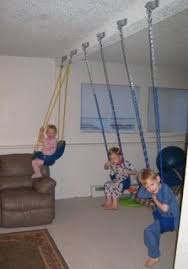 Great For Winter In The Basement Diy Indoor Kids Gym Easy And Frugal Indoor Swing Set Indoor Swing Swing Set