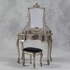 Antique dressing table with mirror and stool white on onbuy. French Vintage Style Dressing Table Mirror Stool Set Antique Silver Amazon De Kuche Haushalt