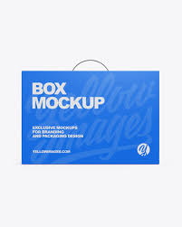Paper Box With Handle Mockup In Box Mockups On Yellow Images Object Mockups