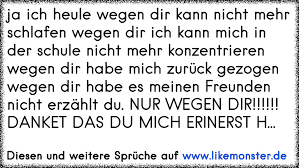 Ja Ich Heule Wegen Dir Kann Nicht Mehr Schlafen Wegen Dir
