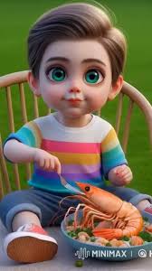 Baby feeding the shrimp #eating #babyeating #cutebaby #cute #fyp #cocomelon