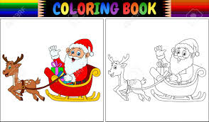 Images that you can print offer a great holiday activity. Vector Illustration Of Coloring Book Cartoon Santa Claus Riding His Reindeer Sleigh Royalty Free Cliparts Vectors And Stock Illustration Image 93462527