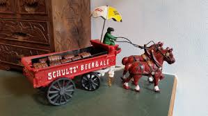 Vintage Cast Iron Schultz Beer And Ale Wagon With Wood Etsy 1960s Decor Wooden Barrel Vintage Toys