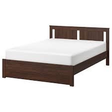 Some bed frames are also capable of supporting mattress bases, but most are designed with slatted systems used with larger sizes (queen and larger) must have a center support beam. Songesand Bed Frame Brown Queen Ikea