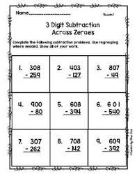 5 Worksheets Plus Answer Keys9 Problems Per Page Clean And Simple With Ample Work Space Should Be Addition And Subtraction Subtraction Subtraction Across Zeros