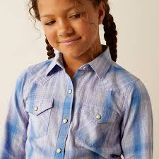 Girls Ariat Anna Sweet Lavendar Plaid Snap Shirt