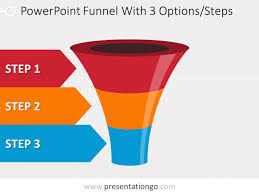 colorful powerpoint funnel with 3 options powerpoint slide