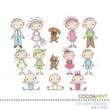 We Are Family Stick Figures Clip Art By Cocoamint On Etsy Stick Figure Drawing Stick Figures Drawing For Kids