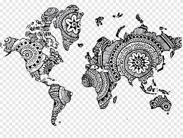 Color these seabed and the different species of fishes, octopus. Black And White Mandala Map Illustration World Map Mandala Drawing Henna Monochrome World Png Pngegg