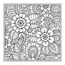 Keep your kids busy doing something fun and creative by printing out free coloring pages. Outline Square Flower Pattern In Mehndi Style For Coloring Book Page Antistress For Adults And Children Doodle Ornament In Black And White Hand Draw Vector Illustration Royalty Free Cliparts Vectors And Stock