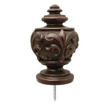 Allen Roth 2 Pack Sienna Wood Curtain Rod Finials Curtain Rods Finials For Curtain Rods Wood Curtain Rods