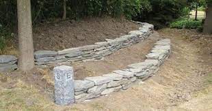 Build A Stacked Stone Garden Wall Sloped Garden Stone Walls Garden Diy Landscaping