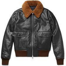 Ami Shearling Trimmed Leather Jacket 1 970 Liked On Polyvore Featuring Men S Fashion Men S Clothing Men S Outerwear Men S Jackets Mens Leather Bomber J