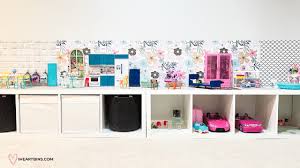 Swimming pool i actually like them because cats, although cat stickers on barbie houses aleays makes me wonder who the cats are? Diy Barbie House Why A Ranch Design Is Better For Play I Heart Bins