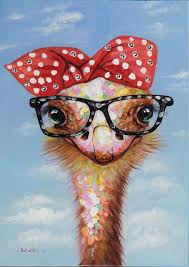 Tableau Pop Art Autruche Fashion Victime A Lunettes Multicouleur 50x70cm Art Whimsical Art Bird Art