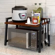 Hutch has cord access and 1 adjustable shelf. Multipurpose Storage Shelf Kitchen Microwave Cabinet Natural Oak